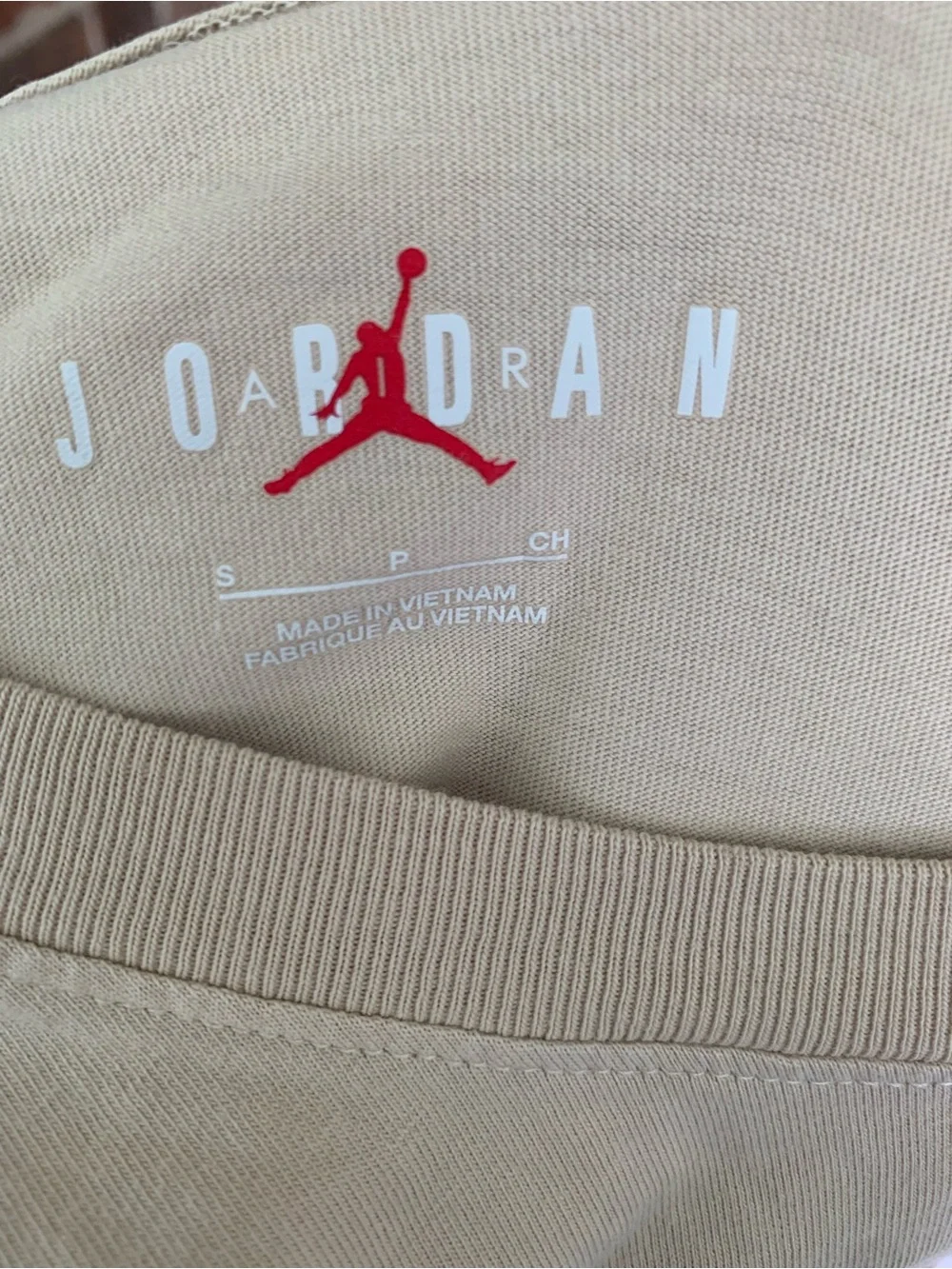 Jordan Men's Cream Plaid Logo T-Shirt